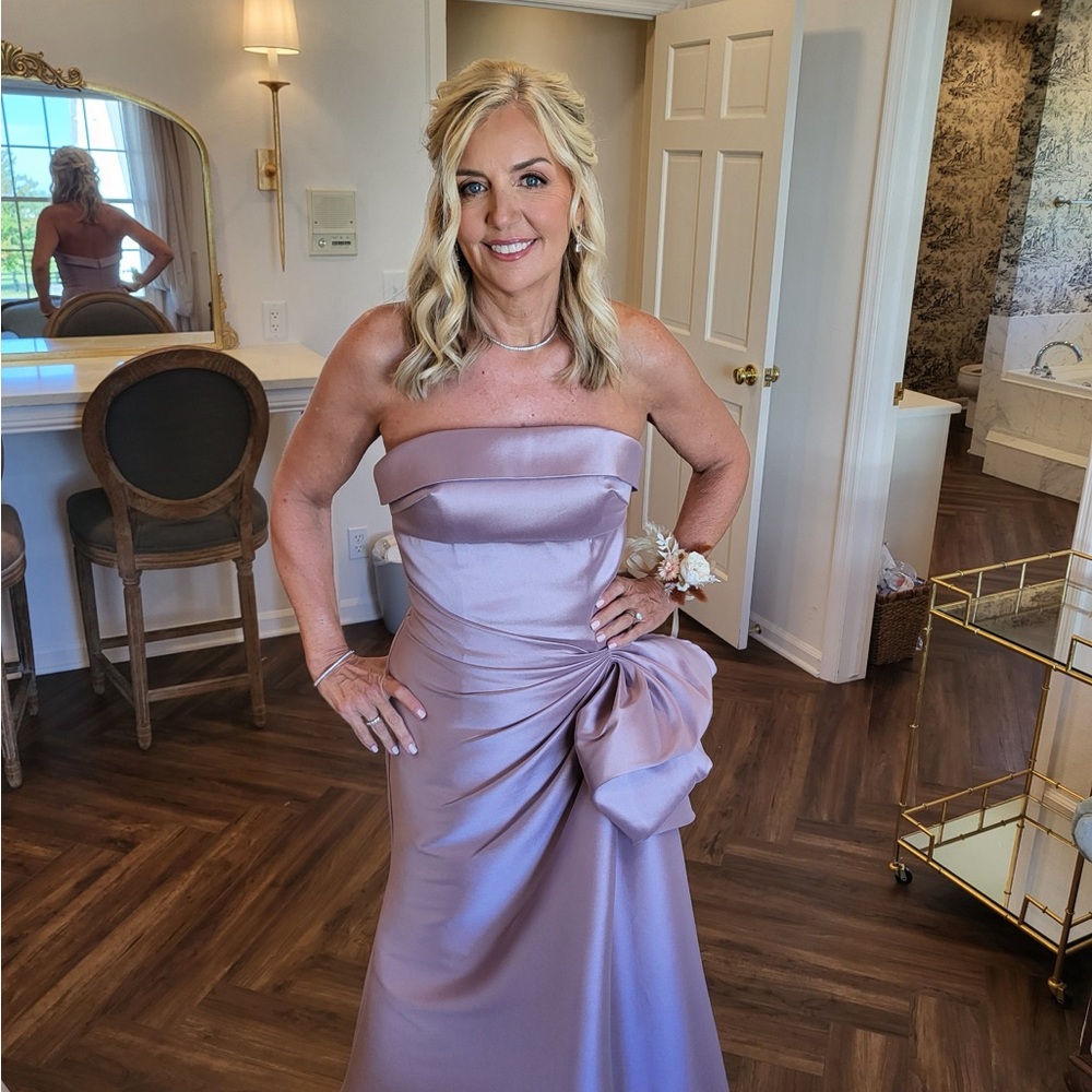 Terani Couture Strapless Lavender Dusty Rose Mauve pink Elegant Gown size 6